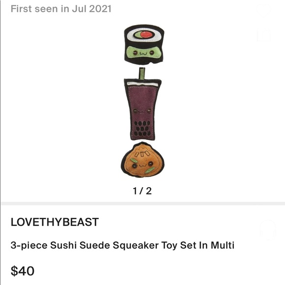 LoveThyBeast 3-Piece Sushi Suede Squeaker Toy Set in Multi at Nordstrom 🤩 C5 - Picture 3 of 11